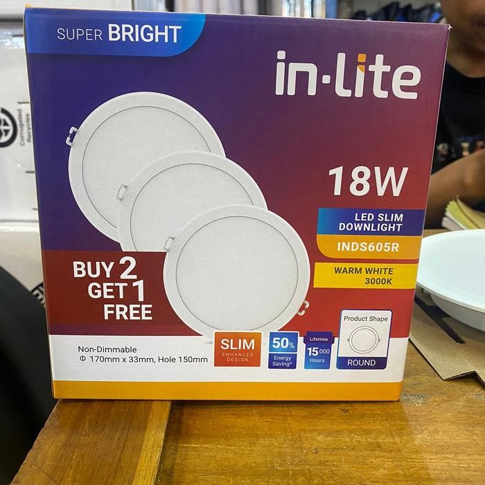 INLITE Lampu Downlight Plafon LED 18Watt Multipack LED Downlight Inbow INLITE INDS605R 18 Watt
