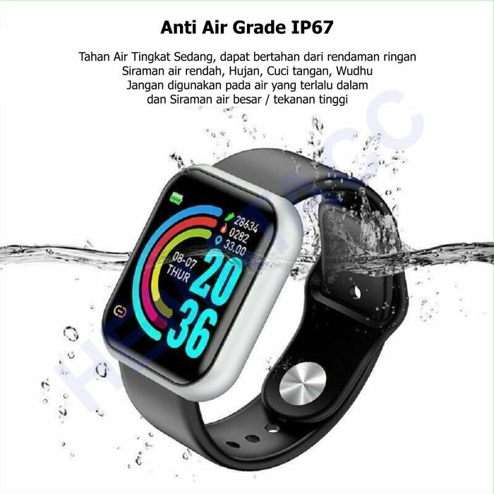 Jam Tangan Pintar Y68 Anti Air Smartwatch D20 Asisten Olahraga IWO