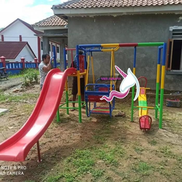 Khusus Grab Jumbo Garden Swing Ayunan Besi Galvanis Taman Playground Outdoor Flexible Swing Arena