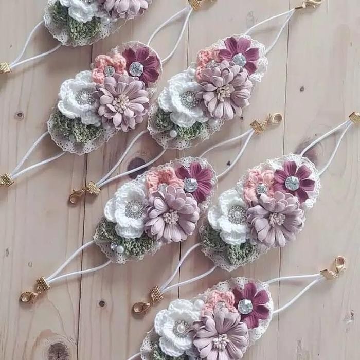 TERLARIS KONEKTOR MASKER HIJAB JILBAB UNTUK PESTA KONDANGAN PERNIKAHAN BUNGA READY STOCK