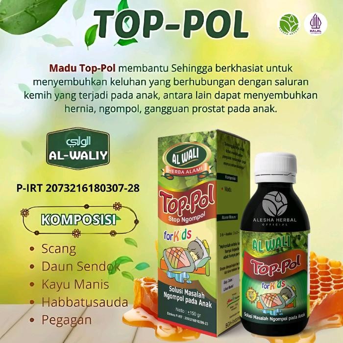 

Pilihan- Madu Herbal Top Pol Al Waliy 150G - Madu Herbal Mengatasi Ngompol Anak Honey Syrup