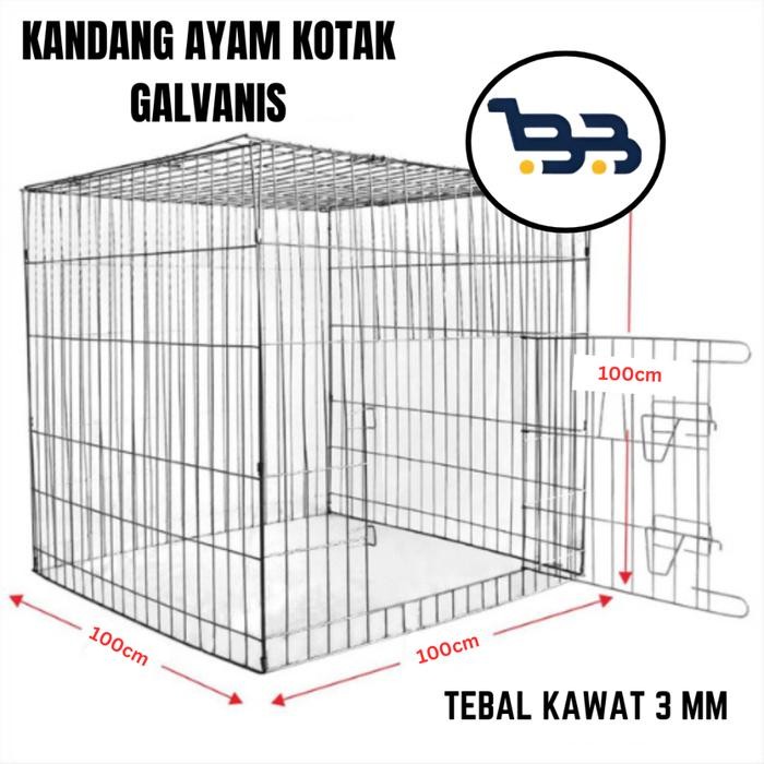 Kandang Ayam Bangkok Kotak Umbaran 100x100x100cm