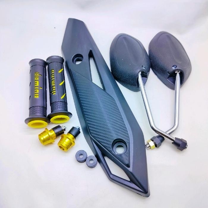 paket promo cover tameng knalpot beat fi 2017-2019 + handgrip + jalu stang + spion variasi termurah