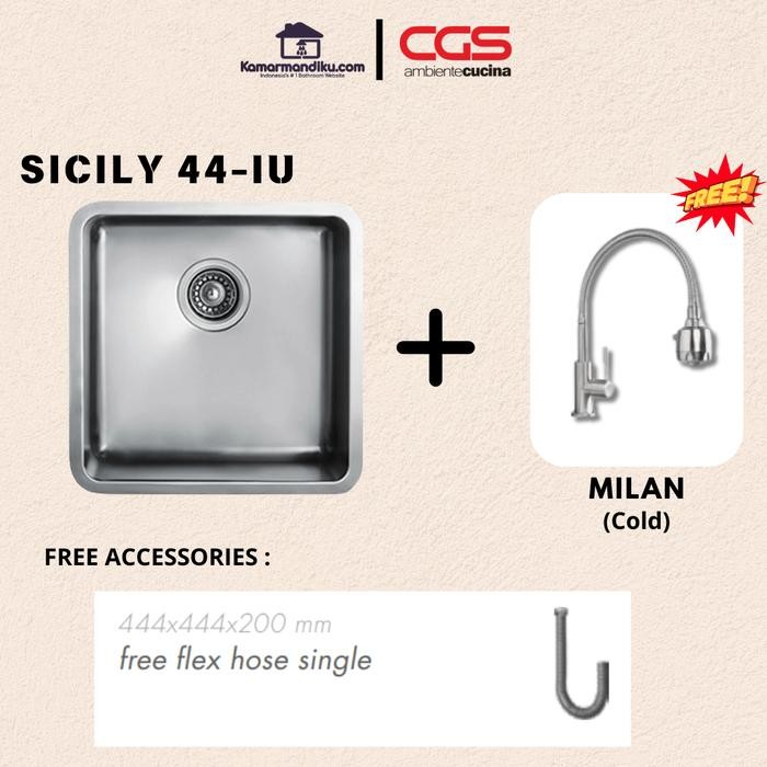 Paket 2 CGS Sicily 44-IU Kitchen Sink Free Kran