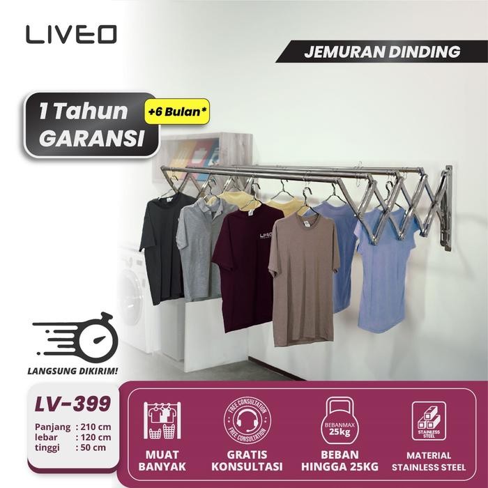 Jemuran Dinding Lipat Stainless Steel Liveo Lv399 - Hanger Baju Gantung Original