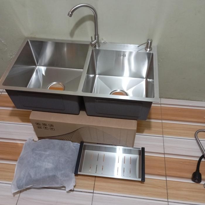murah kitchen sink 2 lubang 8245/komplit bak cuci piring 8245/wastafel 2 lubang 8245