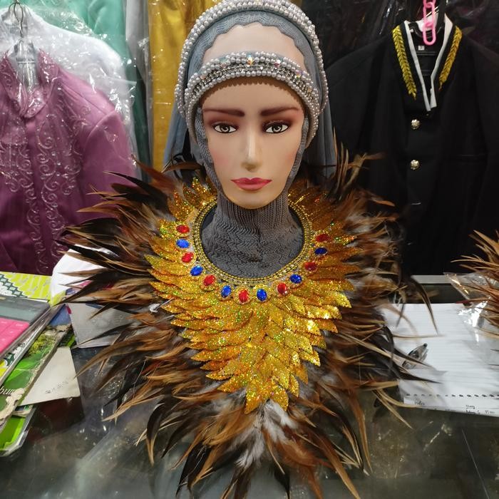 ASLI Kalung Bulu Ayam / Kalung Bulu Papua / Aksess Papua Dayak READY STOCK