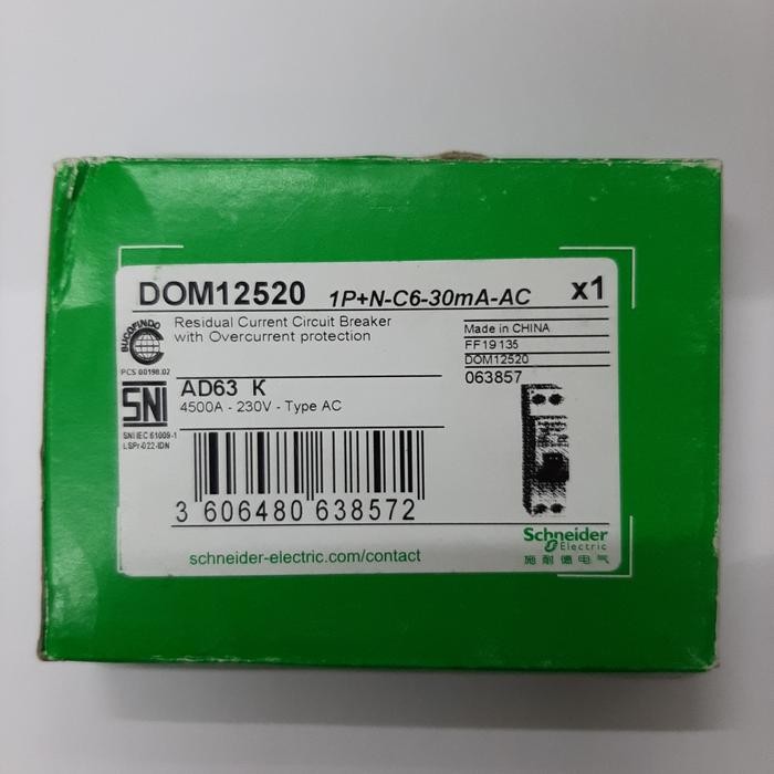 Sale Rcbo 6A Domae Schneider Terlariss 