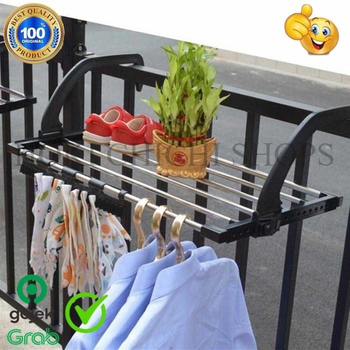 Ikea Livien - Rak Hanger Gantungan Baju Jemuran Pakaian Handuk Balkon Portable Cc