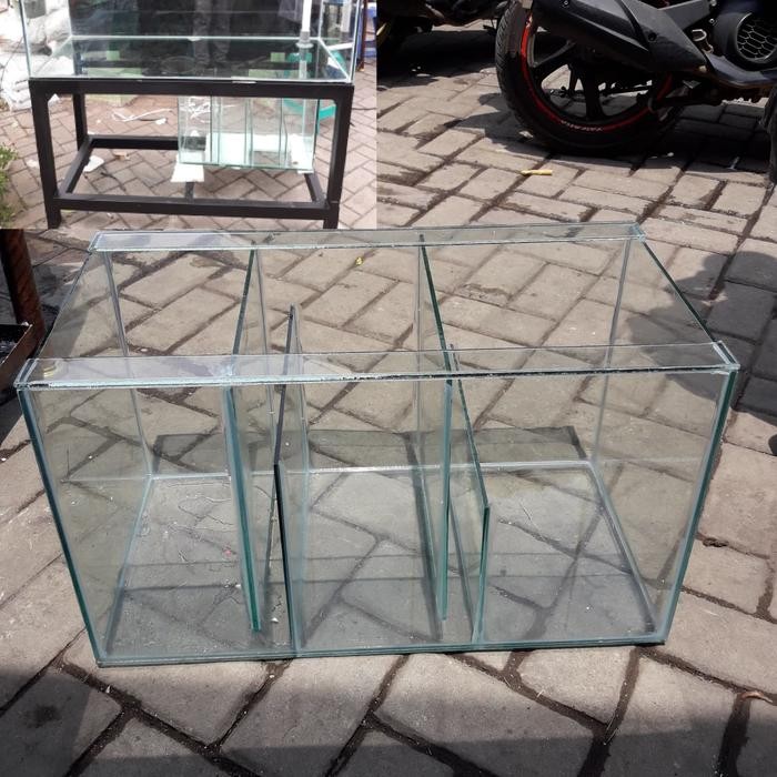 AQUARIUM SUMP FILTER 60X30X35 .KACA FULL.5 MILI .3 SKATAN