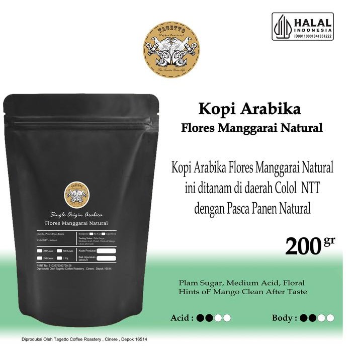 

BIJI KOPI ARABIKA FLORES MANGGARAI NATURAL 200GR SPECIALTY ARABICA BEAN GROUND BUBUK 200 GRAM