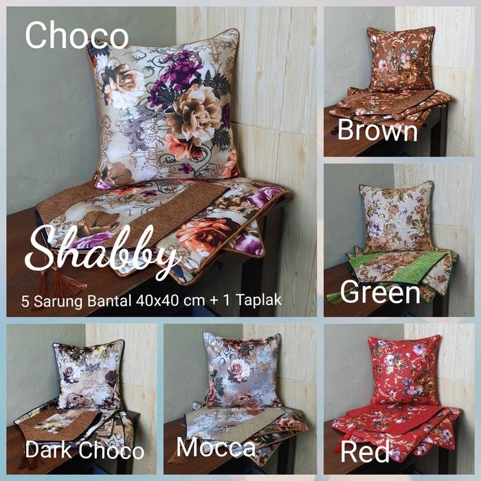 Sarung Bantal Kursi Sofa Set Shabby Bunga-Bunga