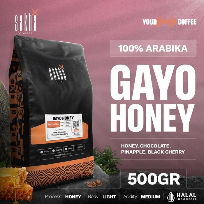 

Biji Kopi Arabika Gayo Honey Arabica Coffee Beans Sakha Roastery 500gr