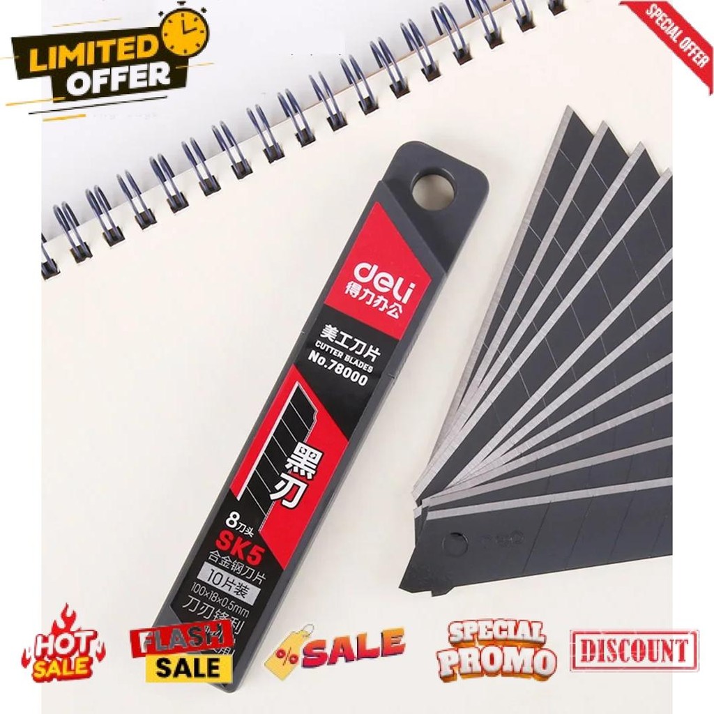 

Termurah Deli Mata Pisau Cutter Knife Blade Alloy Steel SK5 18mm 10 PCS - 78000 Diskon