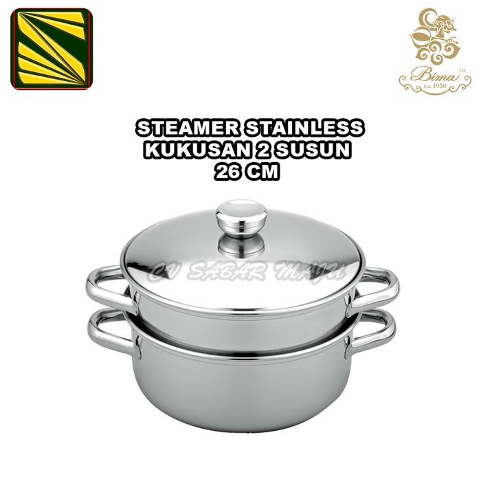 Bima Panci Stainless Steel Pot Bima Steamer Kukusan 2 Susun 18 cm, 20 cm , 26 cm , dan 30 cm