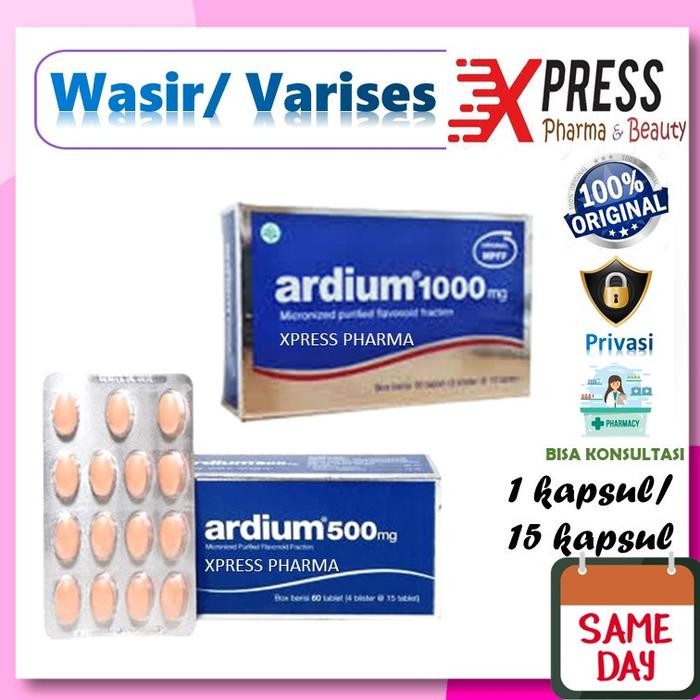 XPRESS  "STRIP" Original 100% Ardium 500 mg obat wasir / varises Strip 15 tablet Zr Xpress Pharma