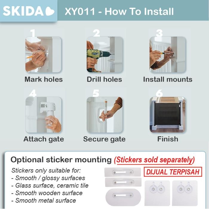 Pagar Pengaman Skida Xy011 Retracable Baby Safety Gate Auto Lock
