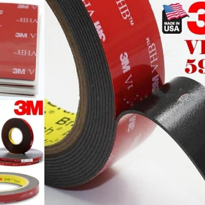 

Stok Baru 3M 5952 Double tape VHB hitam - Perekat 3M Original usa 24mm x 3mtr