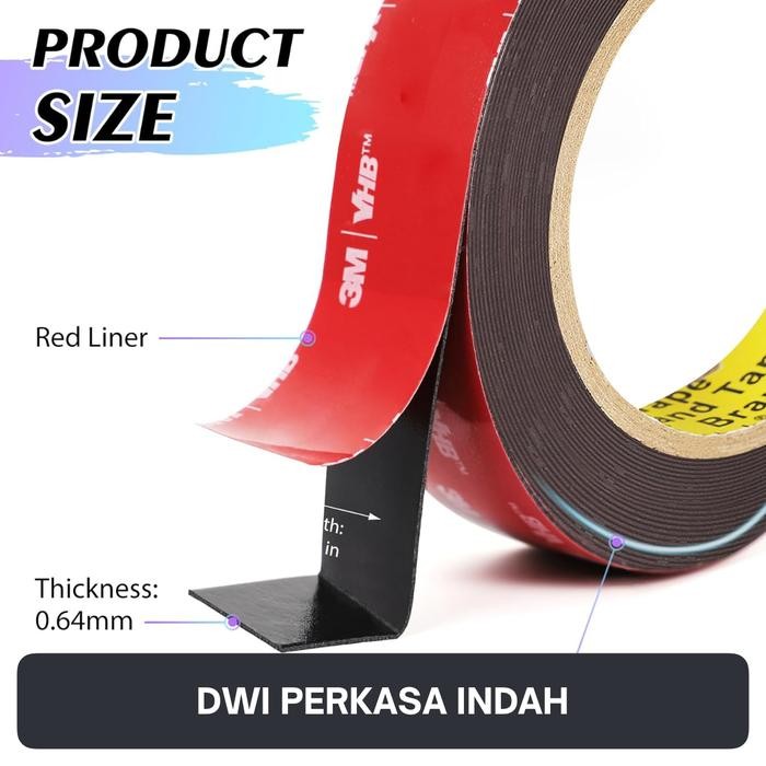 

Stok Baru Double Tape 3M VHB 5952 Black Perekat Heavy Duty 24mm x 4.5m