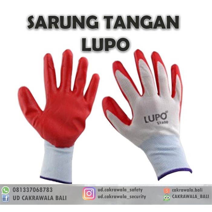 Sarung Tangan Kerja Anti Slip Tebal Kuat Safety Glove Lupo Original