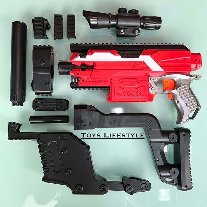 Mainan Tembakan Model Nerf Soft Bullet Kriss Vector Auto / Elektrik