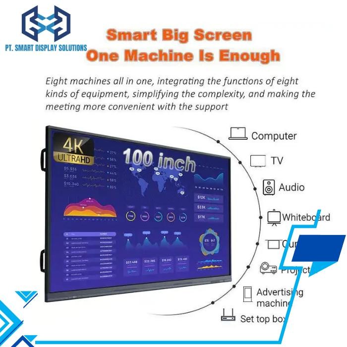 

Terlaris Interactive Whiteboard 86" Kantor Sekolah Meeting Double Os Android Dan Windows Core I5