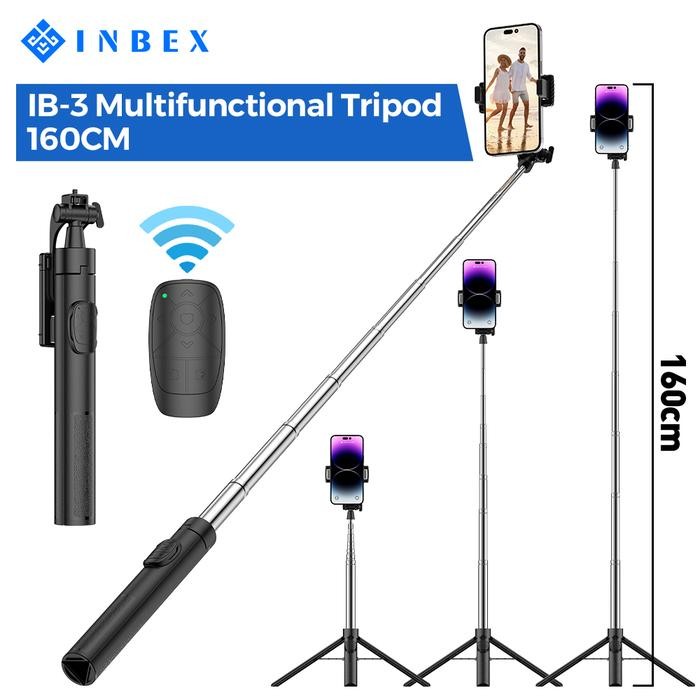 (Expert) INBEX S03S Tongsis Bluetooth Led Selfie Stick Remote Bright Tripod