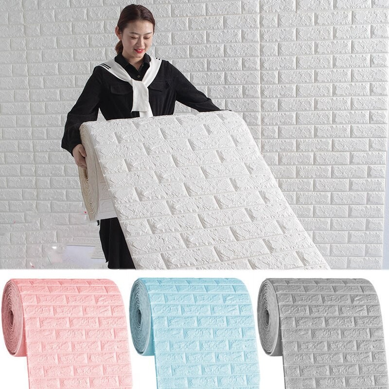 3D Brick Wall Stickers DIY Self Adhensive Decor Foam Waterproof Wall