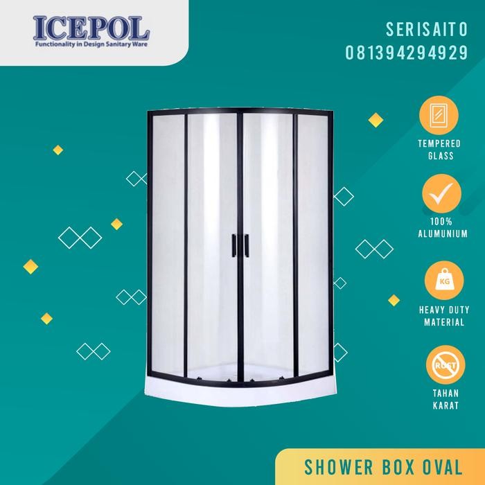 Shower Box Oval / Shower Screen Kaca + Shower Tray