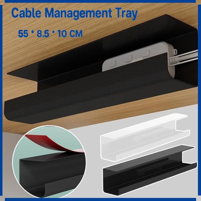 

55CM Organizer Kabel/Mount Cable Management Tray Tempel Under Desk/Kotak Kabel Organizer Kotak Kabel