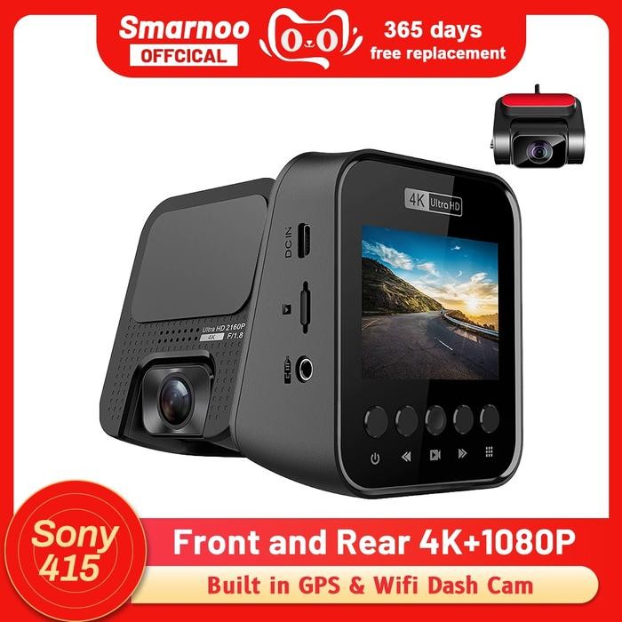 Dash Cam 4K WiFi GPS Front and Rear View Camera Car DVR Automatic