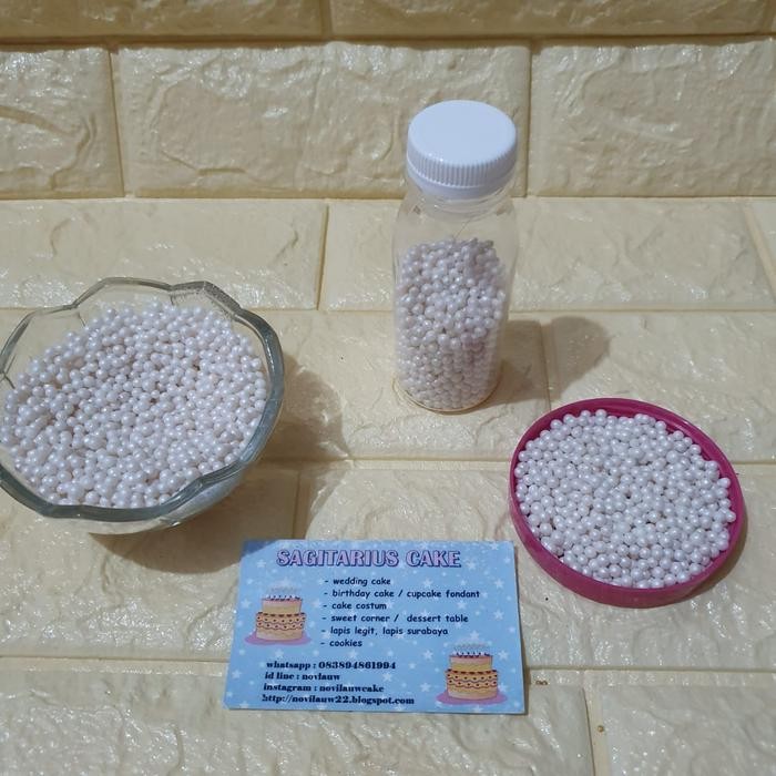 

sprinkle sugar pearl white 2mm hiasan kue/cupcake