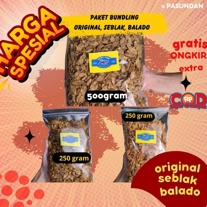 

[bundling] Cemilan baby fish crispy/petek crispy original 500 gram balado 250 gram seblak 250 gram