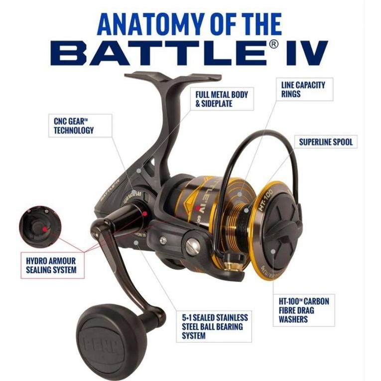 Laris Penn Reel Pancing Spinning Battle Iv 1000 - 10000 Hydro Armor System Full Metal Body And