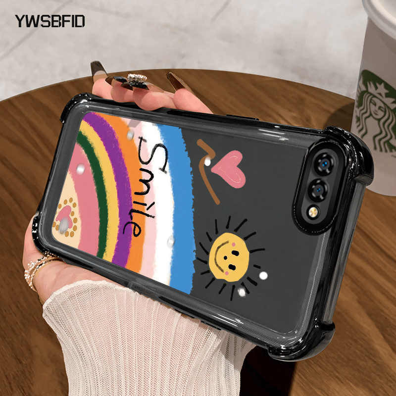 YIWSBFID Casing Hp untuk Realme C2 C2s OPPO A1K Case Casing pola Rainbow Senyum Kasing HP Kesing Sil
