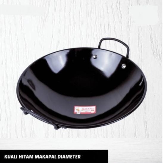PREMIUM HOMELINE KUALI BAJA / ENAMEL HITAM 40 cm / 40cm wok wajan anti lengket