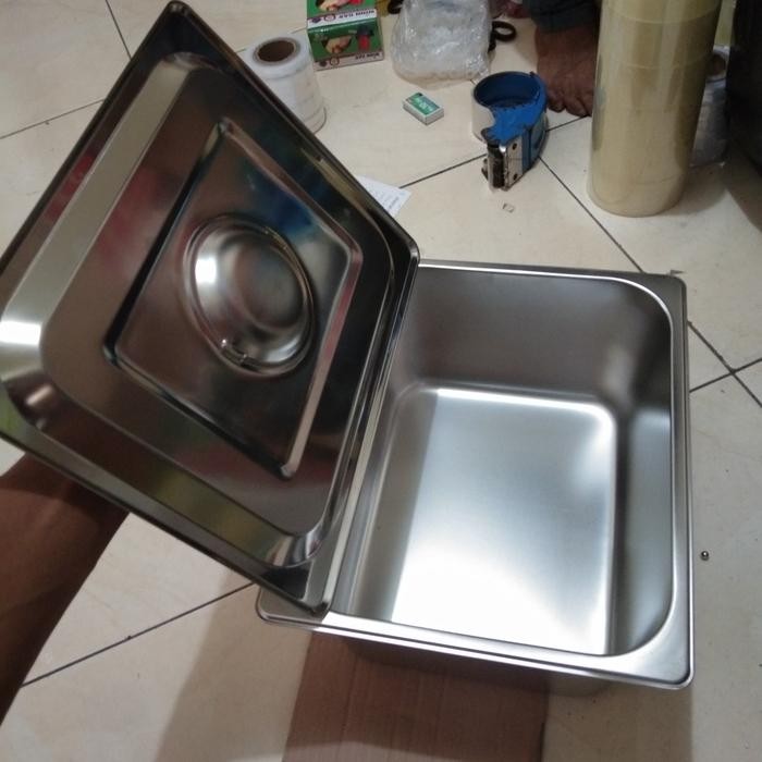 PREMIUM panci penggorengan stainless kotak + tutup