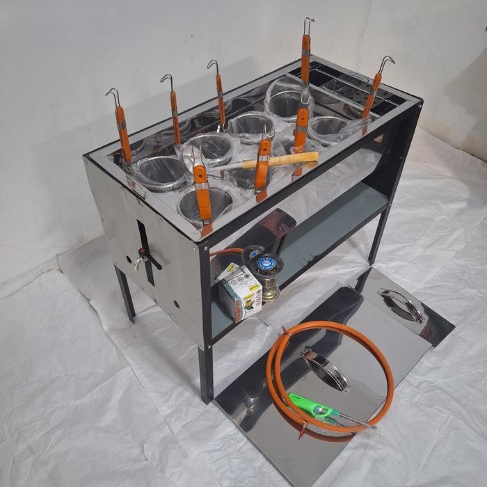 PREMIUM dandang mie ayam 8 lubang saringan / panci mie ayam bakso kotak 8 lubang saringan set