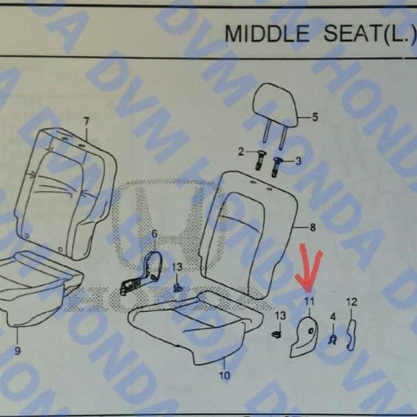 Cover Reclining Jok Tengah Kiri Bagian Luar Original Brv/Mobilio Rs