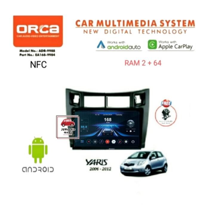 PREMIUM Head Unit Android ORCA 9 Inch OEM Yaris Bakpao 2005 Up + Kamera