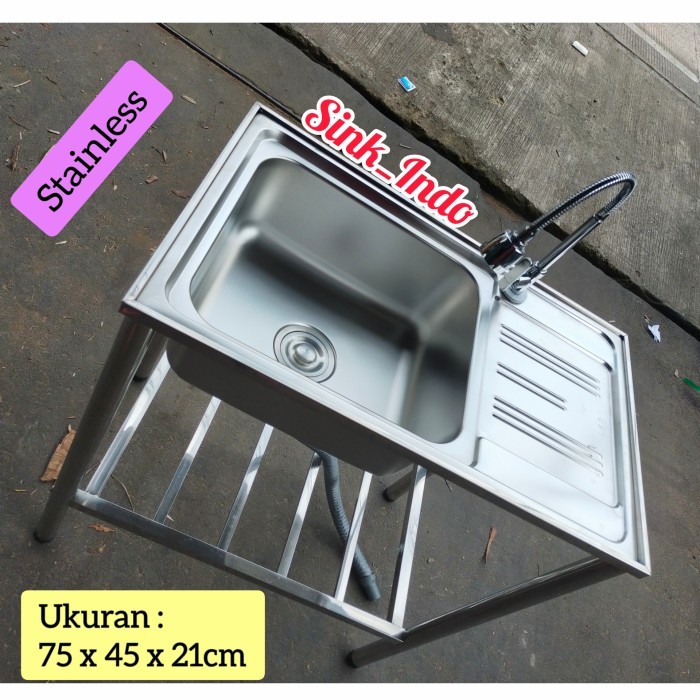 PREMIUM Bak Cuci Piring Portable Westafel Kitchen Sink Cuci piring 1 lubang 75
