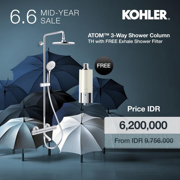 PREMIUM (MID-YEAR PROMO) KOHLER Atom 3-Way Set Tiang Shower / Thermostatic Shower Column / Shower