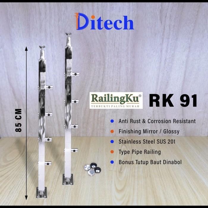 PREMIUM Tiang Railing 85CM Full Stainless 201 304- RailingKu Tangga Anti Karat