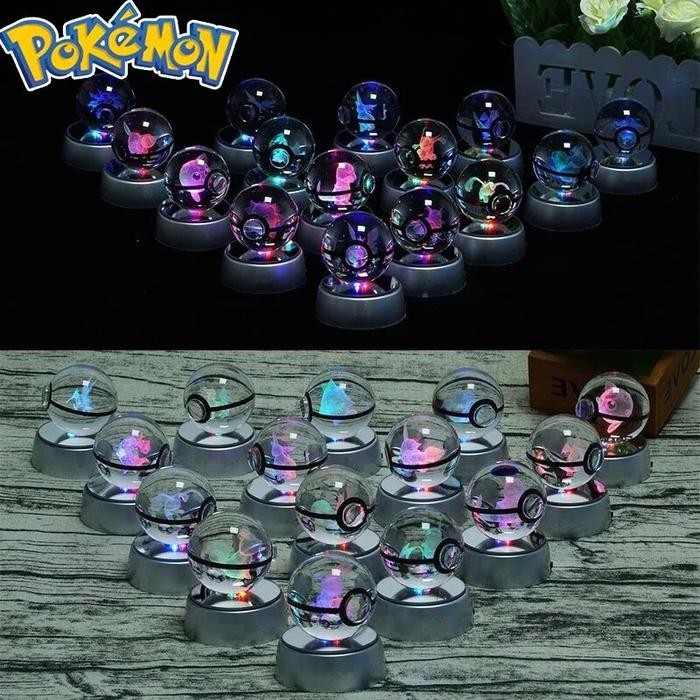 3D Crystal Ball Pokemon Snorlax Figure Pokeball Engraving Crystal
