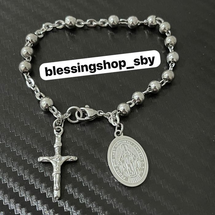 Gelang Rosario Stainless Titanium Silver Terlaris