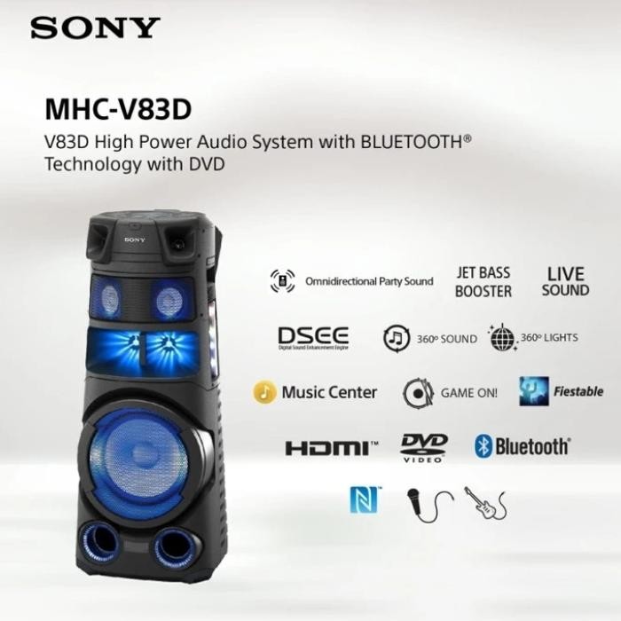Sony Hifi Speaker High Power Audio System Bluetooth - Mhc-V83D Tenology With Dvd