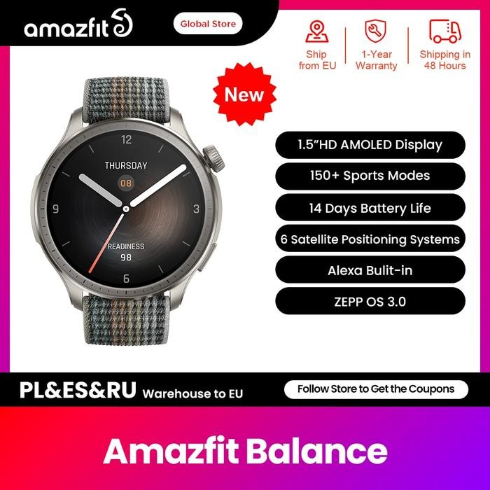 New Global Amazfit Balance Smart Watch 1.5" HD Display Dual-band GPS