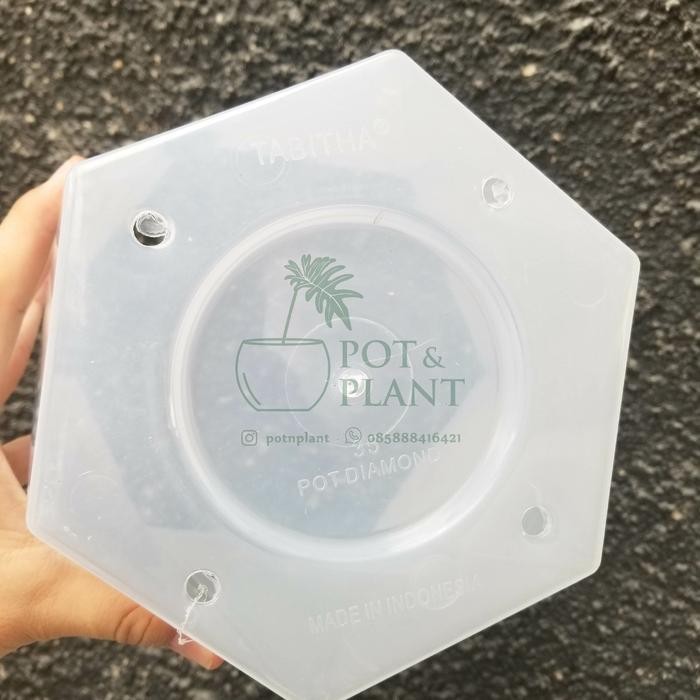 Terlaris- (1/2 Lusin) Pot Plastik Unik Tabitha Diamond 35 - Bening