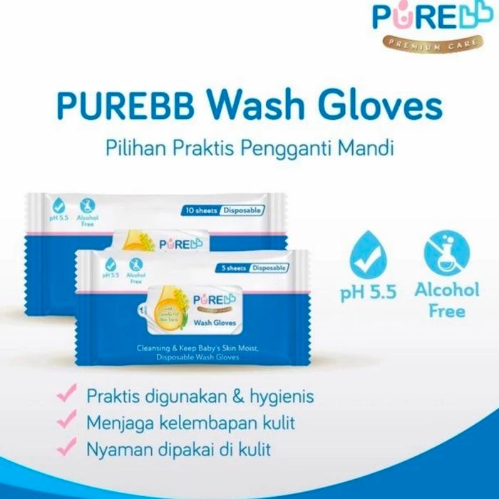 TERBARU Purebb Disposable Wash Gloves 10 Sheets - washlap bayi