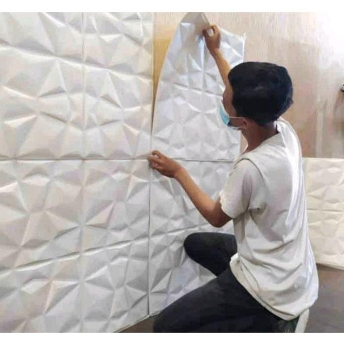 Wallpaper Dinding 3D Wallpaper Dinding Foam Wallfoam Motif Diamond